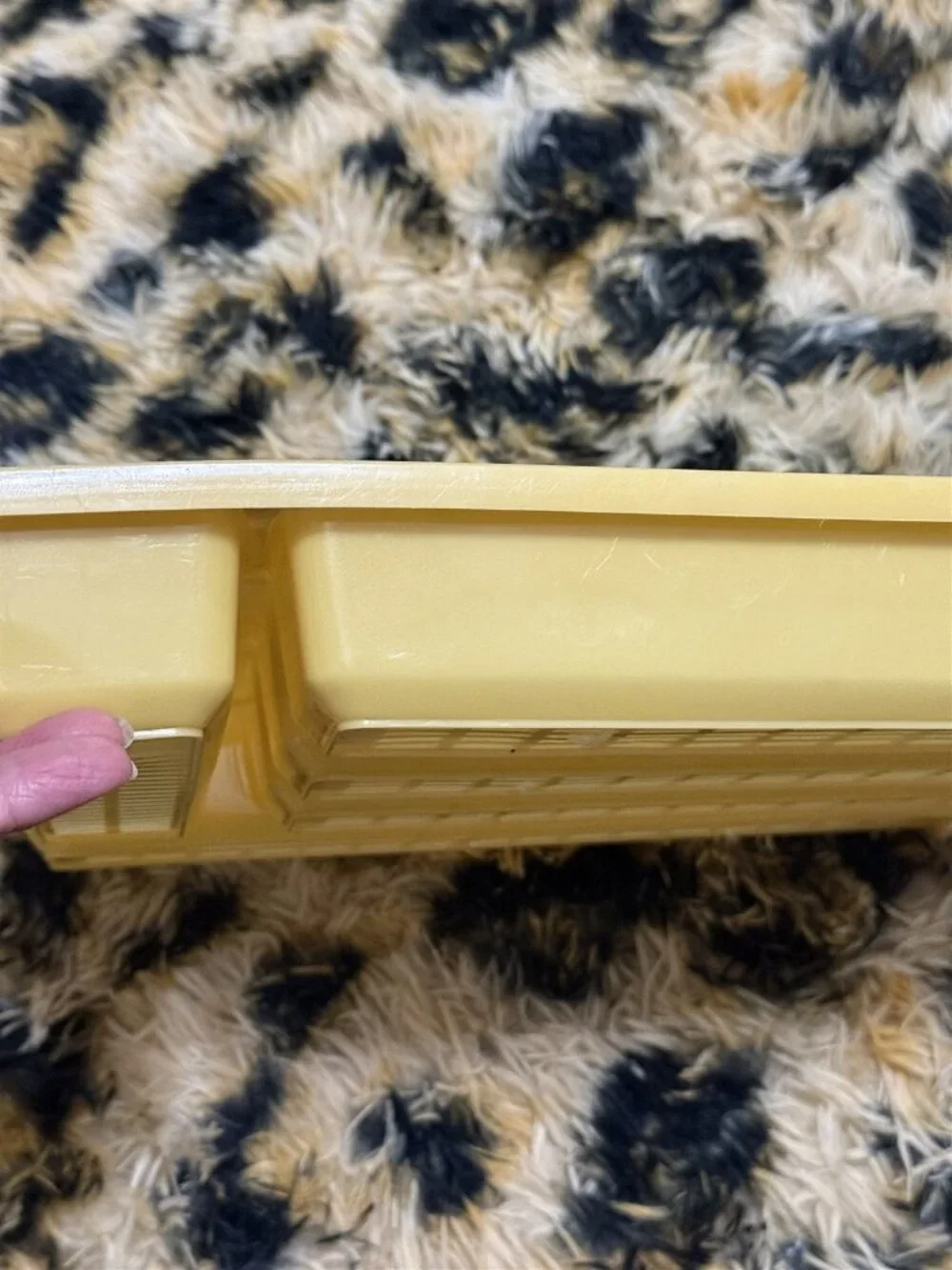 Vintage Yellow Gold Hard Plastic Mesh Silverware Tray Flatware Holder Mcm